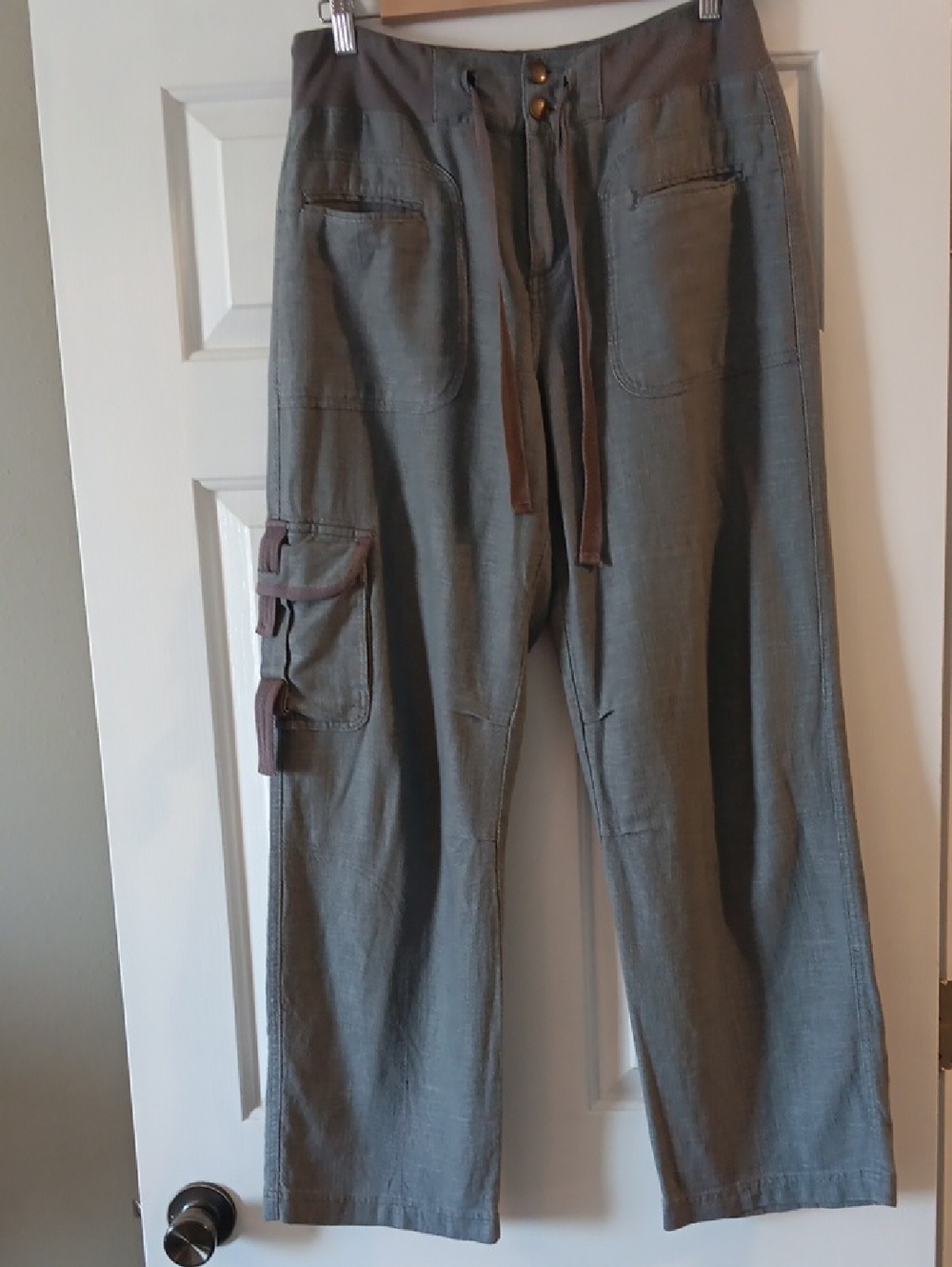 Soft Surroundings Grey Linen Blend Cargo Pants - Small